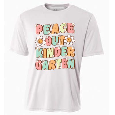 Peace Out Kindergarten Cute Groovy Last Day of Kindergarten Cooling Performance Crew T-Shirt