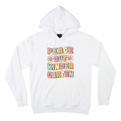 Peace Out Kindergarten Cute Groovy Last Day of Kindergarten Hoodie