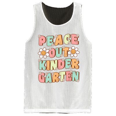 Peace Out Kindergarten Cute Groovy Last Day of Kindergarten Mesh Reversible Basketball Jersey Tank