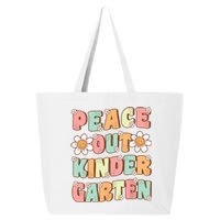 Peace Out Kindergarten Cute Groovy Last Day of Kindergarten 25L Jumbo Tote