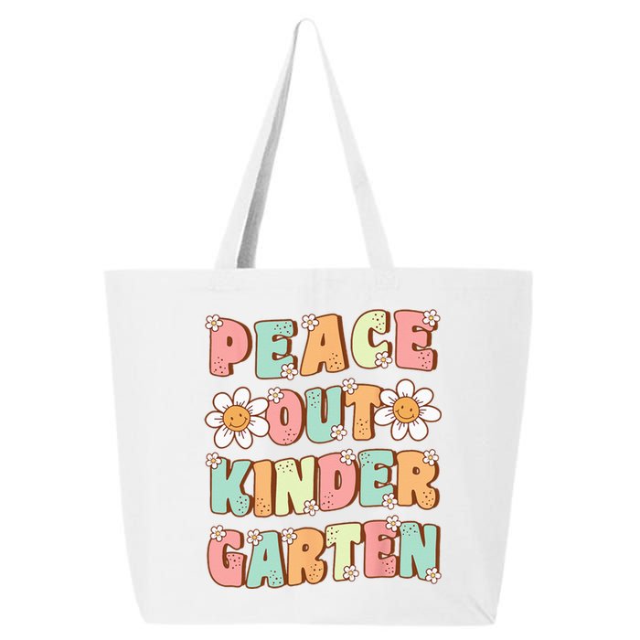 Peace Out Kindergarten Cute Groovy Last Day of Kindergarten 25L Jumbo Tote