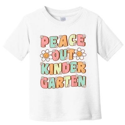 Peace Out Kindergarten Cute Groovy Last Day of Kindergarten Toddler T-Shirt