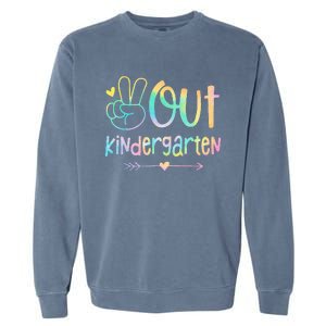 Peace Out Kindergarten Tie Dye Last Day Of Schoo Garment-Dyed Sweatshirt