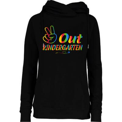 Peace Out Kindergarten Last Day Of Kindergarten Teacher Womens Funnel Neck Pullover Hood