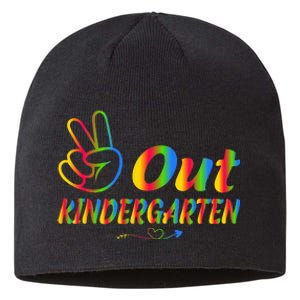 Peace Out Kindergarten Last Day Of Kindergarten Teacher Sustainable Beanie