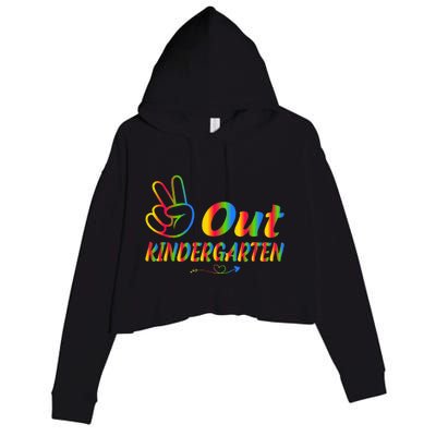 Peace Out Kindergarten Last Day Of Kindergarten Teacher Crop Fleece Hoodie