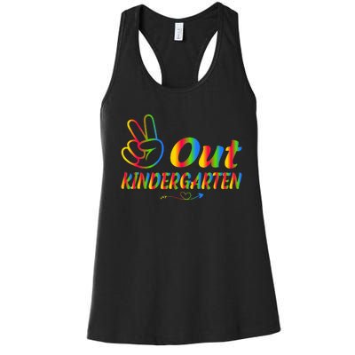 Peace Out Kindergarten Last Day Of Kindergarten Teacher Women's Racerback Tank