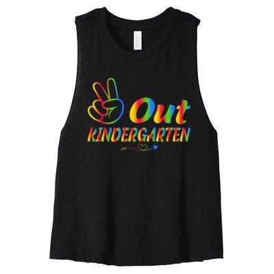 Peace Out Kindergarten Last Day Of Kindergarten Teacher Women's Racerback Cropped Tank