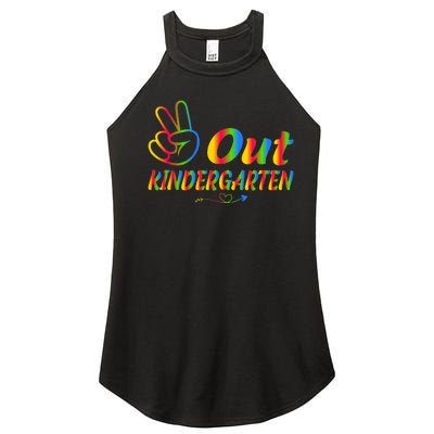 Peace Out Kindergarten Last Day Of Kindergarten Teacher Women's Perfect Tri Rocker Tank