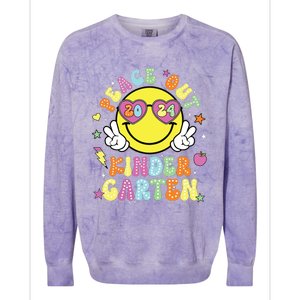 Peace Out Kindergarten Cute Groovy Last Day Of Kindergarten Colorblast Crewneck Sweatshirt