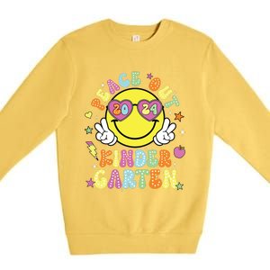 Peace Out Kindergarten Cute Groovy Last Day Of Kindergarten Premium Crewneck Sweatshirt