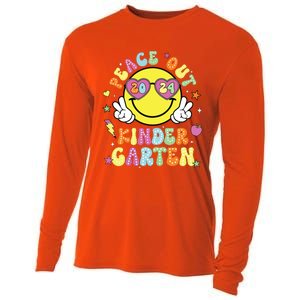 Peace Out Kindergarten Cute Groovy Last Day Of Kindergarten Cooling Performance Long Sleeve Crew