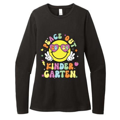 Peace Out Kindergarten Cute Groovy Last Day Of Kindergarten Womens CVC Long Sleeve Shirt