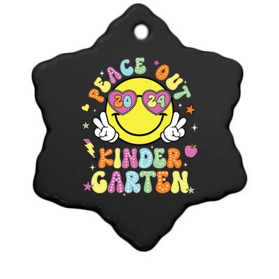 Peace Out Kindergarten Cute Groovy Last Day Of Kindergarten Ceramic Star Ornament