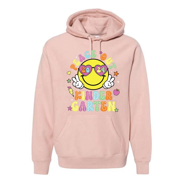 Peace Out Kindergarten Cute Groovy Last Day Of Kindergarten Premium Hoodie