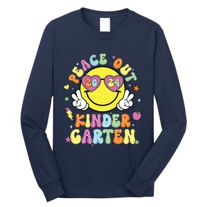 Peace Out Kindergarten Cute Groovy Last Day Of Kindergarten Long Sleeve Shirt