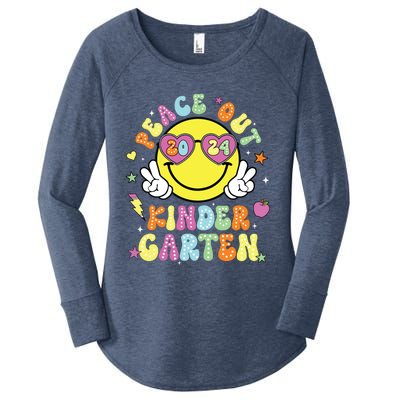 Peace Out Kindergarten Cute Groovy Last Day Of Kindergarten Women's Perfect Tri Tunic Long Sleeve Shirt