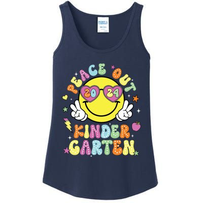 Peace Out Kindergarten Cute Groovy Last Day Of Kindergarten Ladies Essential Tank