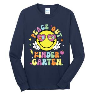 Peace Out Kindergarten Cute Groovy Last Day Of Kindergarten Tall Long Sleeve T-Shirt