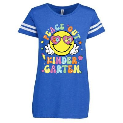 Peace Out Kindergarten Cute Groovy Last Day Of Kindergarten Enza Ladies Jersey Football T-Shirt