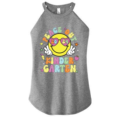 Peace Out Kindergarten Cute Groovy Last Day Of Kindergarten Women's Perfect Tri Rocker Tank