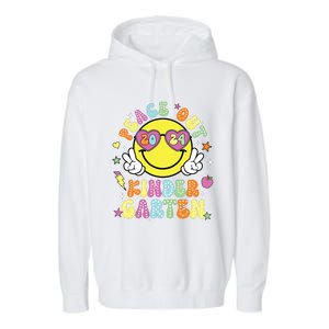 Peace Out Kindergarten Cute Groovy Last Day Of Kindergarten Garment-Dyed Fleece Hoodie