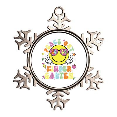 Peace Out Kindergarten Cute Groovy Last Day Of Kindergarten Metallic Star Ornament