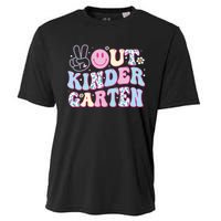 Peace Out Kindergarten Last Day Of School Groovy Girl Cooling Performance Crew T-Shirt