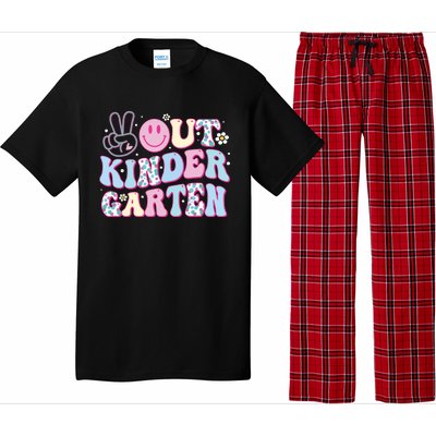 Peace Out Kindergarten Last Day Of School Groovy Girl Pajama Set