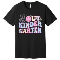 Peace Out Kindergarten Last Day Of School Groovy Girl Premium T-Shirt