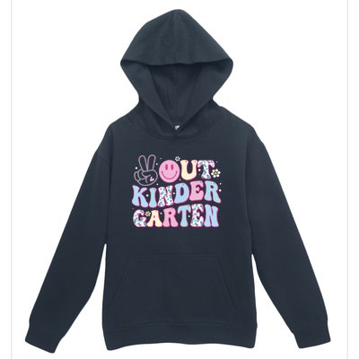 Peace Out Kindergarten Last Day Of School Groovy Girl Urban Pullover Hoodie