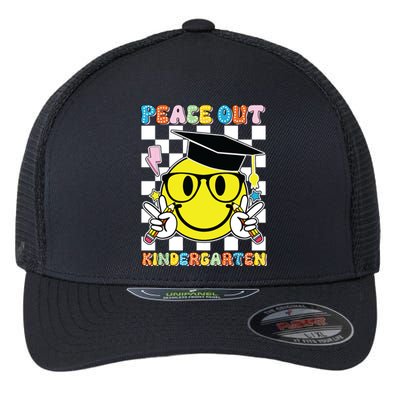 Peace Out Kindergarten Last Day Of School Smile Face Flexfit Unipanel Trucker Cap