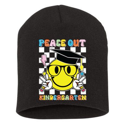 Peace Out Kindergarten Last Day Of School Smile Face Short Acrylic Beanie