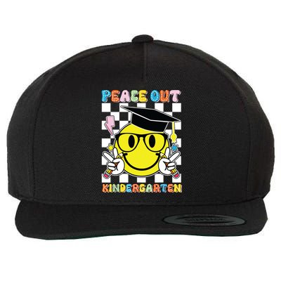 Peace Out Kindergarten Last Day Of School Smile Face Wool Snapback Cap