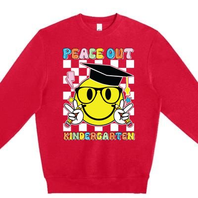 Peace Out Kindergarten Last Day Of School Smile Face Premium Crewneck Sweatshirt