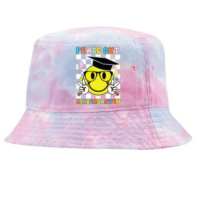 Peace Out Kindergarten Last Day Of School Smile Face Tie-Dyed Bucket Hat