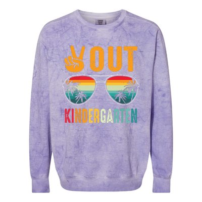 Peace Out Kindergarten Retro Graduation Last Day Of School Colorblast Crewneck Sweatshirt