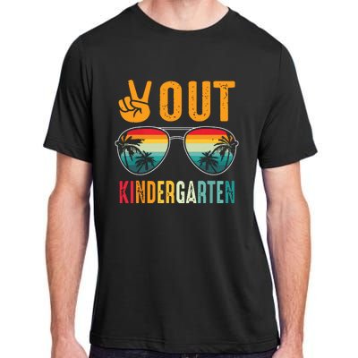 Peace Out Kindergarten Retro Graduation Last Day Of School Adult ChromaSoft Performance T-Shirt