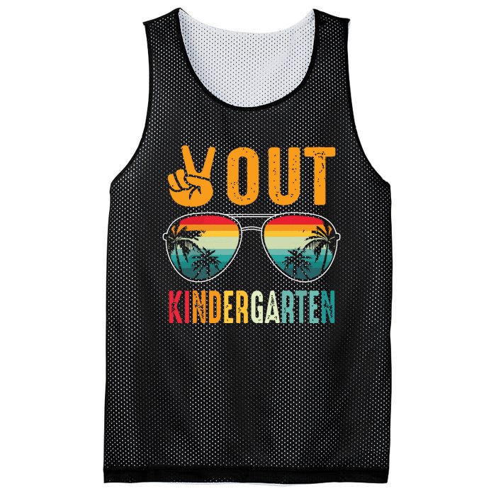 Peace Out Kindergarten Retro Graduation Last Day Of School Mesh Reversible Basketball Jersey Tank