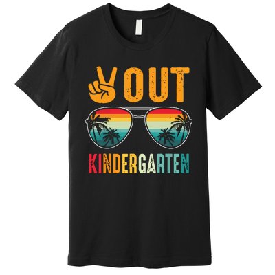 Peace Out Kindergarten Retro Graduation Last Day Of School Premium T-Shirt