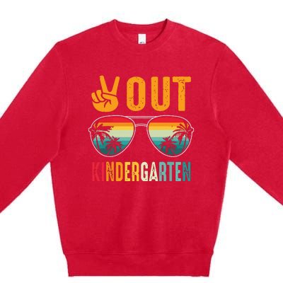 Peace Out Kindergarten Retro Graduation Last Day Of School Premium Crewneck Sweatshirt