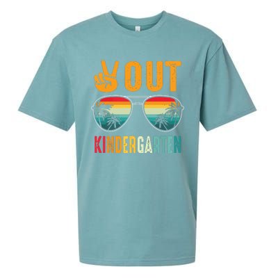 Peace Out Kindergarten Retro Graduation Last Day Of School Sueded Cloud Jersey T-Shirt