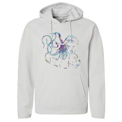 Psychedelic Octopus Kraken Performance Fleece Hoodie