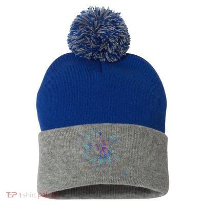 Psychedelic Octopus Kraken Pom Pom 12in Knit Beanie