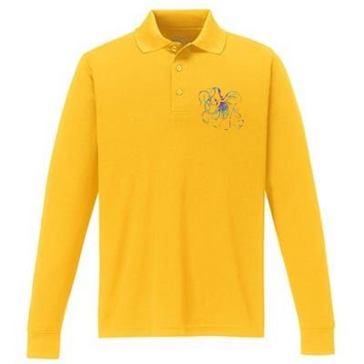 Psychedelic Octopus Kraken Performance Long Sleeve Polo