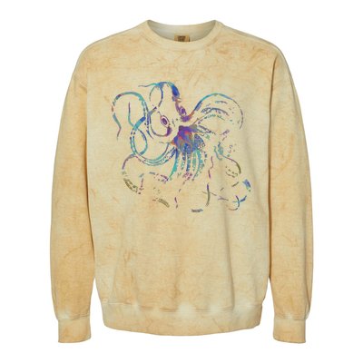 Psychedelic Octopus Kraken Colorblast Crewneck Sweatshirt