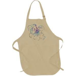 Psychedelic Octopus Kraken Full-Length Apron With Pockets