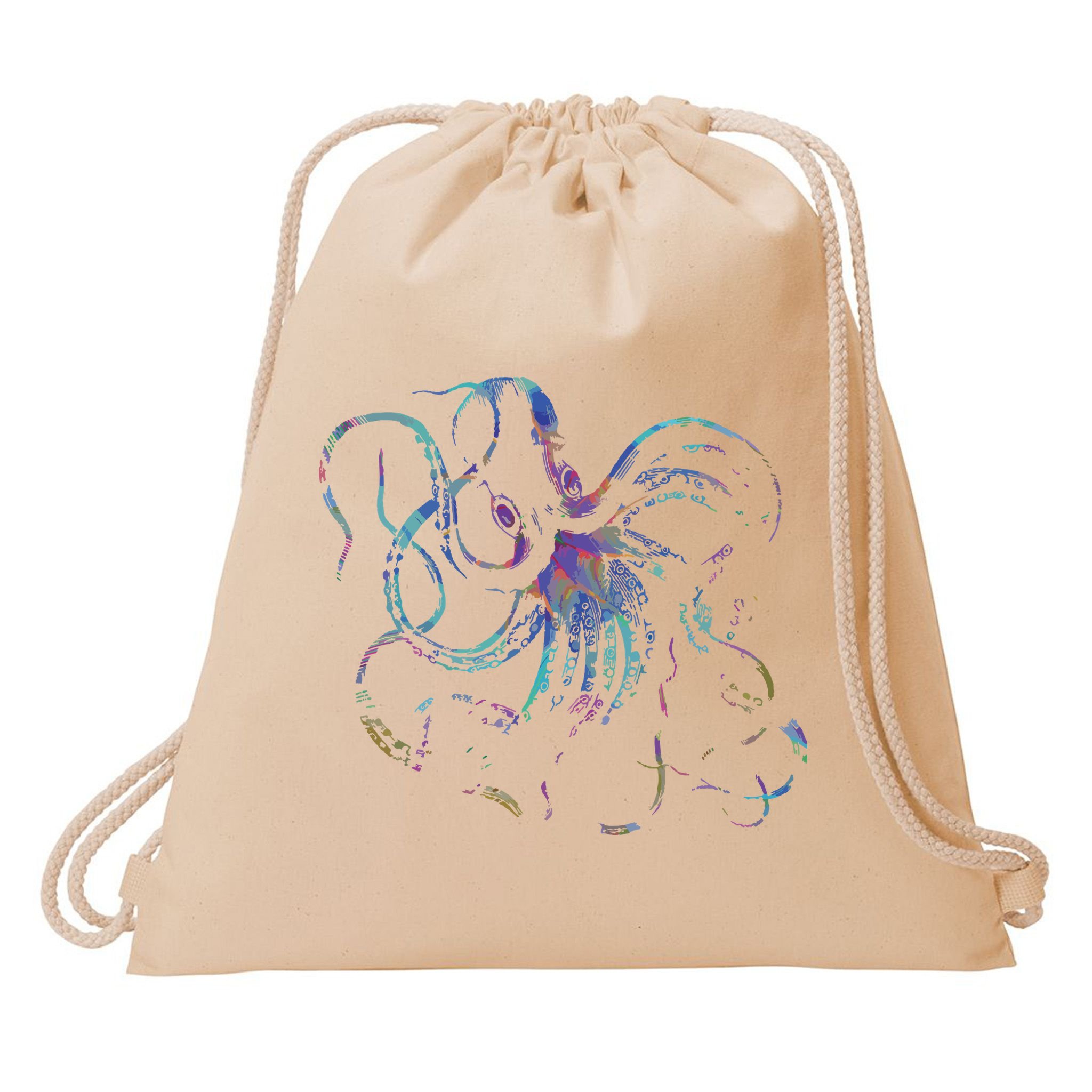 Psychedelic Octopus Kraken Drawstring Bag