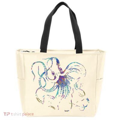 Psychedelic Octopus Kraken Zip Tote Bag