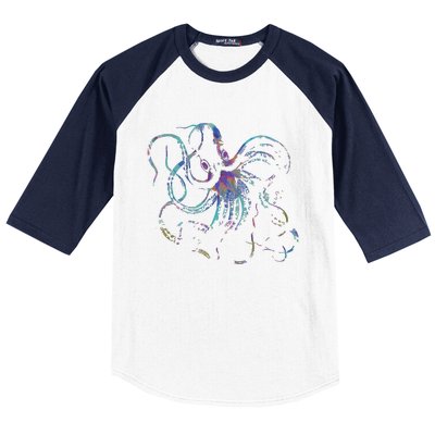 Psychedelic Octopus Kraken Baseball Sleeve Shirt